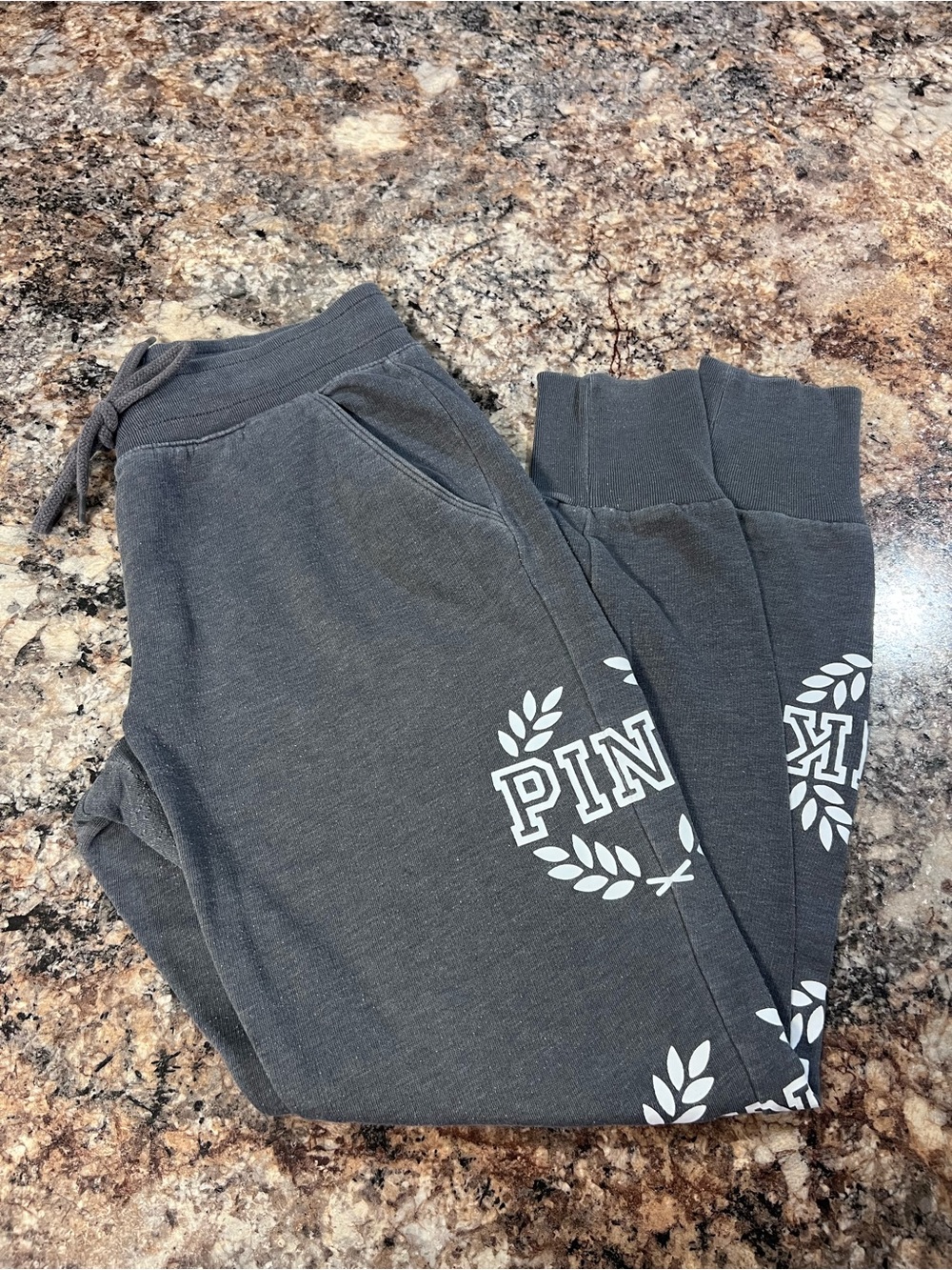 PINK Victoria's Secret Charcoal Gray Logo Jogger Sweatpants